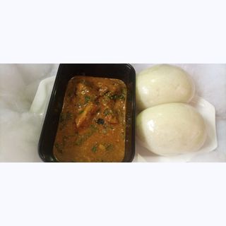 Mini Bowl of Ogbono Soup, Protein and Semo