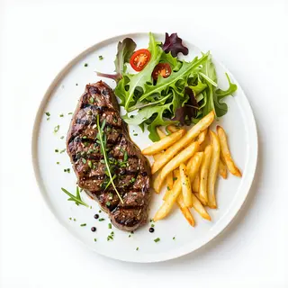 Bistec Con Patatas Y Ensalada