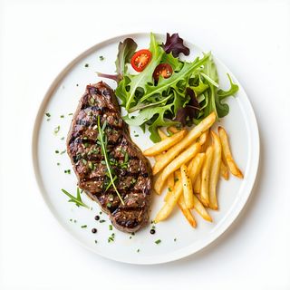 Bistec Con Patatas Y Ensalada