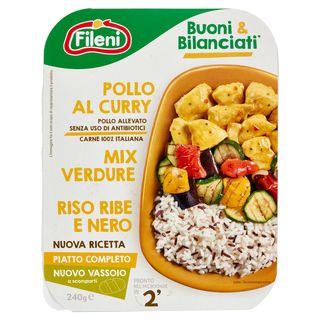 Fileni Buoni & Bilanciati Pollo al Curry Mix Verdure Riso Ribe e Nero 0,240 kg