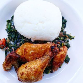 Chicken Kienyeji Terere with Ugali