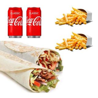 Doble Menú 2 Chicken Durum Kebab + 2 patatas + 2 bebidas