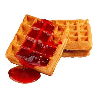 Gofres con mermelada de fresa