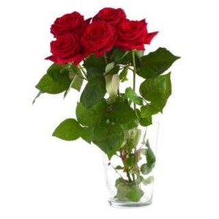 Bouquet di 5 rose rosse corte