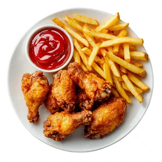 Menú De 6 Alitas De Pollo Con Patatas Fritas Y Bebida