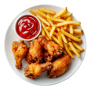 Menú De 6 Alitas De Pollo Con Patatas Fritas Y Bebida