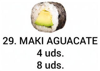 25. Maki De Aguacate (8 Uds.)
