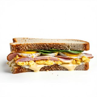 Bocadillo de Lomo, Edam, Huevo Revuelto y Mayonesa