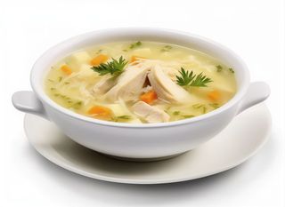35. Sopa de maíz con pollo (350ml) / Sweet corn with chicken soup (350ml)