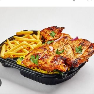 Mezzo pollo alla griglia con verdure + pane 