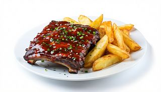 Coaste de porc bbq si cartofi wedges