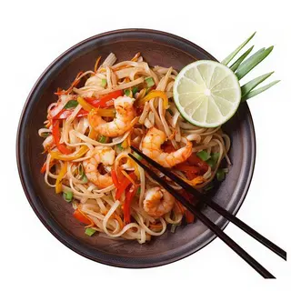 Fideos de arroz con gambas