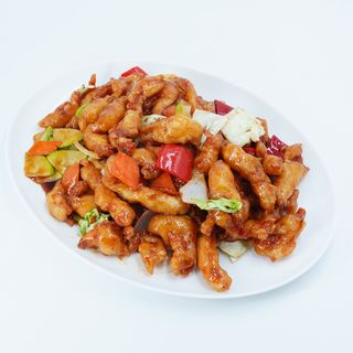 728 Pohovana piletina sa povrćem u sosu 700g