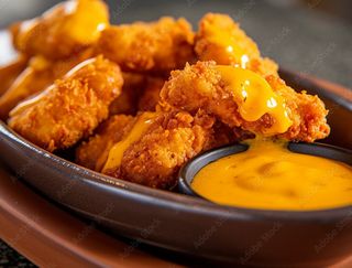 Aripioare de pui pane cu sos cheddar Hey