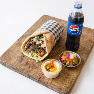 Mixed (beef and chicken)shawarma + Pepsi