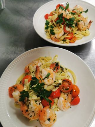 Tagliatelle z krewetkami