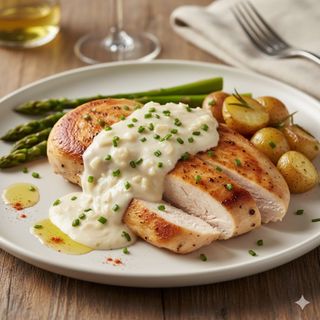 Pechuga De Pollo Con Salsa De Nata Y Ajo