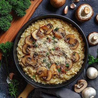 Risotto De Setas Con Queso Vegano