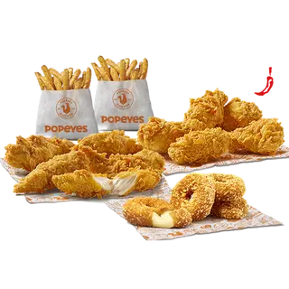 5 Tenders + 5 Spicy Wings + 2 Cajun Fries + 4 Gouda Rings