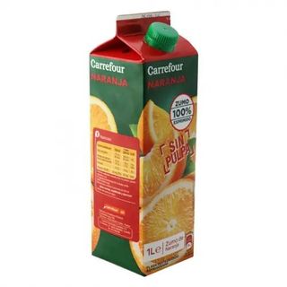 Zumo de Naranja Exprimido sin Pulpa Carrefour Brik 1 L.