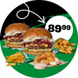 2x BURGER Z WOŁOWINĄ + 2x FRYTKI + 6 POPSY