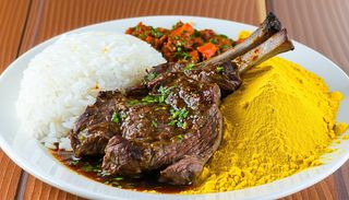 Half Goat Meat With Rice / Ugali