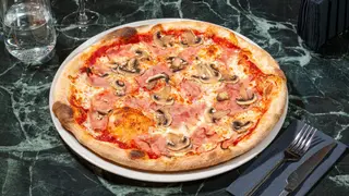 Pizza prosciutto e funghi 1+1