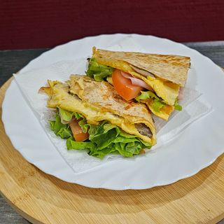 Wrap especial omelette e cogumelos 