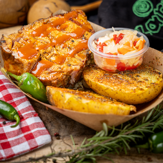 Свински стек с печен картоф