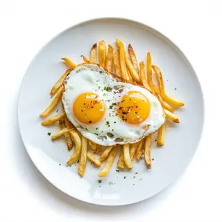 Huevos estrellados con patatas y cebolla