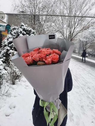 Букет "Нежный коралл" (15 роз)