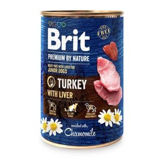 Hrana umeda caini Brit Premium Junior, Turkey With Liver, 800g