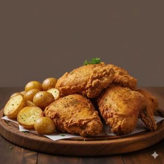 Pollo broaster 3/4 6 piezas con guarnición