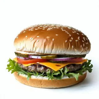 Hamburger con formaggio, insalata e verdura