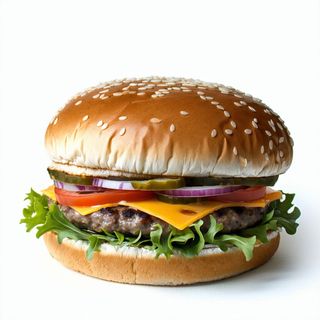 Hamburger con formaggio, insalata e verdura