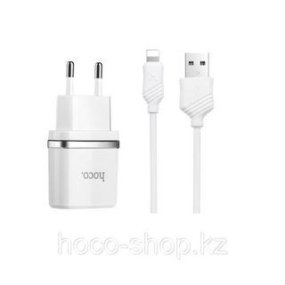 Зарядное устройство C12 Hoco с кабелем Lightning, White