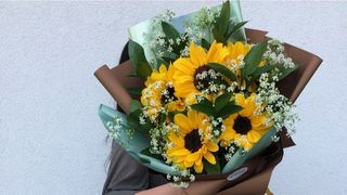 Bukiet Słoneczników, 7 sztuk z przybraniem