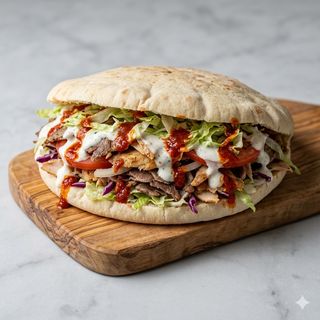 Panino doppia carne, verdure, salse