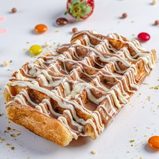 Belgian waffle  with milk and white chocolate