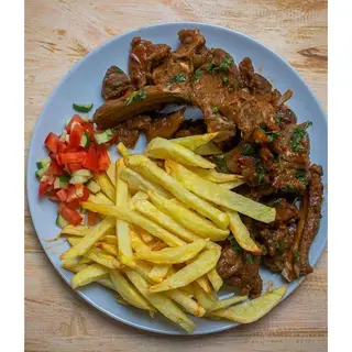 French Fries & Goat Meat