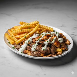 Plato Pollo O Ternera + Patatas Y Salsa Blanca