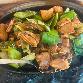 Pato a la plancha con cebolleta y jengibre