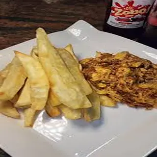 Fried sweet potato & egg sauce