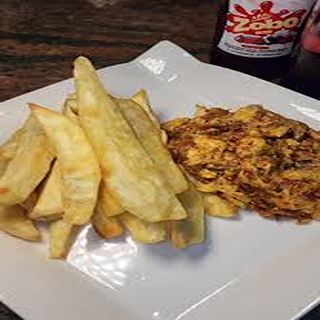 Fried sweet potato & egg sauce