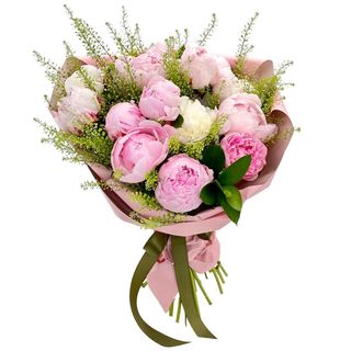 Buchet 15 fire bujori roz si albi