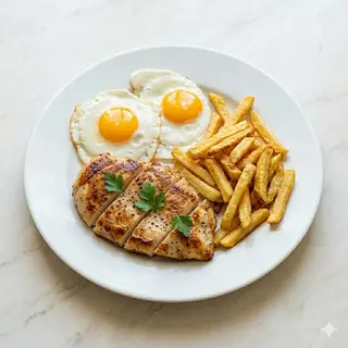 Pechuga De Pollo, Huevos Y Patatas