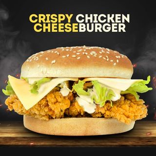 Crispy chicken cheeseburger