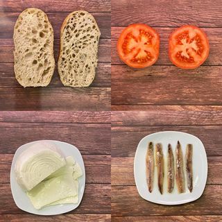 Bocadillo De Anchoas, Tomate Y Queso Fresco