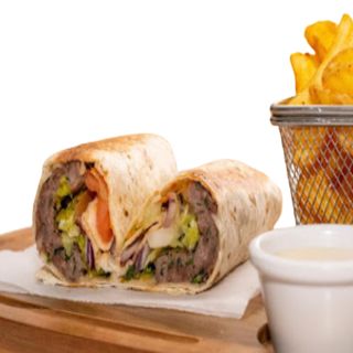 wrap de ternera + papas fritas