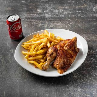 Menú 1/2 Pollo Con Patatas Y Bebida (330 Ml.)